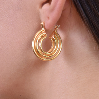 Bernadette 24K Sculpture Hoop Earrings
					