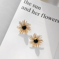 Lumina Artisan 24K Onyx Sun Earrings
					