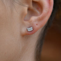 Aquarius Artisan Zirconia Pavé Stud Earrings (Silver)