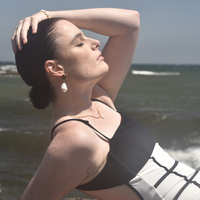 Carlotta 24K Baroque Pearl Drop Earrings (Tiger Eye)
					