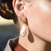 Reverie Rutilated Quartz Baroque Pearl Earrings
					
