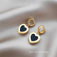Esmeray Black Onyx Heart Drop Earrings
					