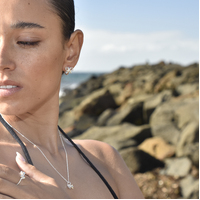 Liana Bow Tie Hoop Earrings (Silver)