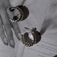 Gianni Croissant C Hoop Earrings (Silver)