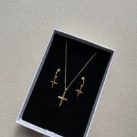 Niko Gold Vermeil Cross Drop Earrings
					