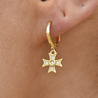 Exie Cross Drop Earrings (Gold Vermeil)
					