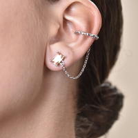 Lior Silver Topaz Chain Cuff Earring (Single Piece)