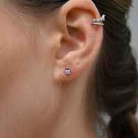 Arcelia Diamante Padlock Stud Earrings (Silver)