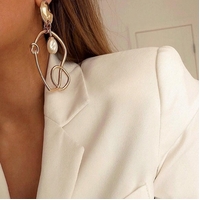 Joliette Artsy Line Art Pearl Earrings (my ears are pierced)