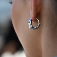 Swarna Artisan Dolphin Hoop Earrings (Silver)