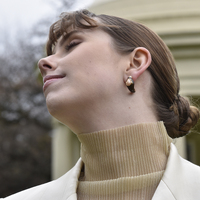 Lafayette Enamel Croissant C Hoop Earrings (Coffee)