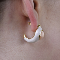 Lafayette Enamel Croissant C Hoop Earrings (Cream)
