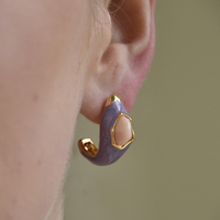 Lafayette Enamel Croissant C Hoop Earrings (Taro)