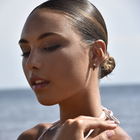 Gabriela Diamante Enamel U Huggie Earrings (Black)