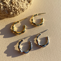 Elodie Artsy Fluid Hoop Earrings (Gold Vermeil)