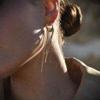 Stellar Drape Diamante Tassel Earrings (Gold)