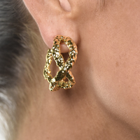 Dejouer 24K Twisted Twin Hoop Earrings
					