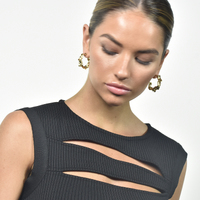 Dejouer 24K Sculptured C Hoop Earrings
					