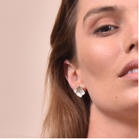 Frost Sculpture Silver Textured Earrings
					