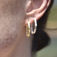 Avery Artsy Textured Hoop Earrings (Silver)