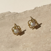 Aeliana Dainty Opal Stud Earrings (Gold)