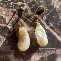 Agata 24K Baroque Pearl Drop Earrings (Imperfect No. 1)