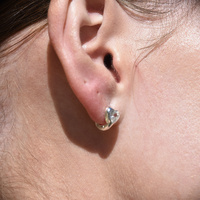 Delja Dainty Zircon Heart Huggie Earrings (Silver)