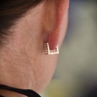 Zoie Artsy Cube Huggie Earrings (Silver)