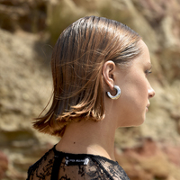 Lowen Chunky C Hoop Earrings (Silver)