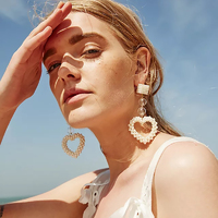 Iris Pearly Heart Drop Earrings (My ears are pierced)