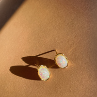Alyn Artisan Opal Stud Earrings (Gold)