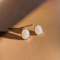 Alyn Artisan Opal Stud Earrings (Silver)