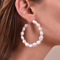 Regina Oversized Frehswater Pearl Hoop Earrings
					