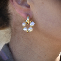 Gracelynn Freshwater Pearl Hoop Earrings (Gold)