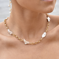 Analia Organic Baroque Pearl Chain Necklace / Choker
					