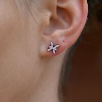 Pisces Artisan Zirconia Pavé Stud Earrings (Silver)