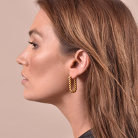 Charlee 18K Titanium Twisted Huggie Earrings
					