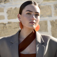 Raya Bold Arc Resin Drop Earrings (Sunset Peach)