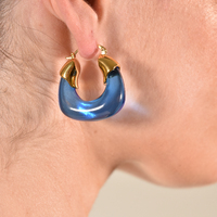 Ilona Artsy Resin Hoop Earrings (Sapphire Blue)
					