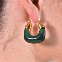 Ilona Artsy Resin Hoop Earrings (Emerald Green)
					