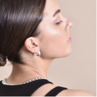 Olli Textured Sculpture Huggie Earrings (Silver)