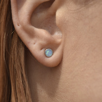 Miray Dainty Opal Stud Earrings (Silver)