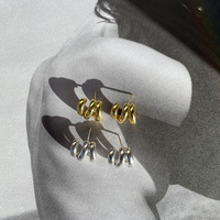 Aline Artsy Tri Curve Earrings (Gold Vermeil)