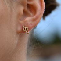 Scorpio Artisan Zirconia Pavé Stud Earrings (Gold)