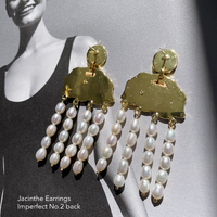 Jacinthe 24K Sculpture Pearl Drop Earrings (Imperfect No.2)
					