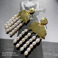 Jacinthe 24K Sculpture Pearl Drop Earrings (Imperfect No.4)
					