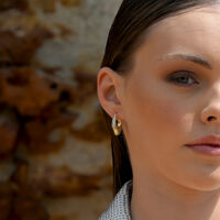 Marlowe Artisan Shard-Edge Diamante Huggie Earrings (Gold)