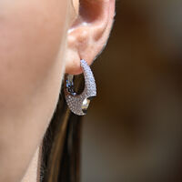 Marlowe Artisan Shard-Edge Diamante Huggie Earrings (Silver)