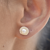 Triana Clam Pearl Stud Earrings