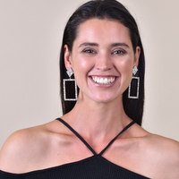 Gemette Rectangular Rhinestone Catwalk Earrings (my ears are pierced)